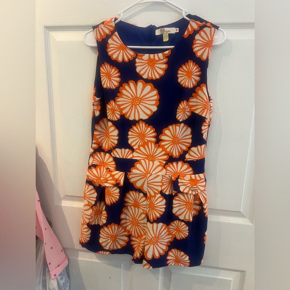 Aryeh Orange and Blue Floral romper